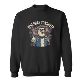 You Free Tonight Mullet Bald Eagle 4Th Of July Humor Sweatshirt - Thegiftio UK