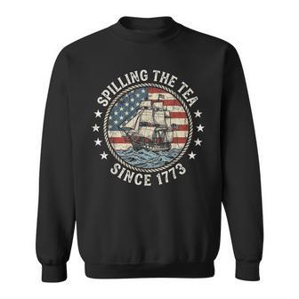 Fun 4Th Of July Spilling The Tea Since 1773 American Flag Sweatshirt - Thegiftio UK