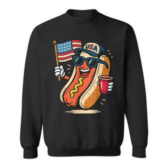 4Th Of July Hotdog Fourth Of July Patriotic Usa Flag Sweatshirt | Seseable UK