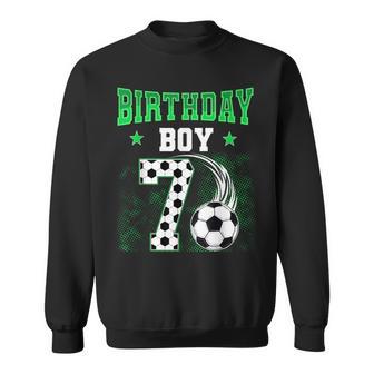 7Th Birthday Boy Soccer Theme Party 7 Year Old Kids Sweatshirt - Thegiftio UK
