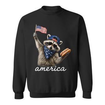 America Raccoon Patriotic 4Th Of July Graphic Sweatshirt - Thegiftio UK