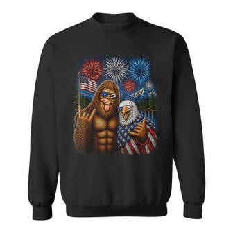 Bigfoot Eagle Selfie Rock On 4Th Of July Boy Kids Sweatshirt - Thegiftio UK