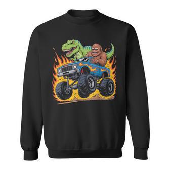 Bigfoot Sasquatch Dino Trex Monster Truck Dinosaur Sweatshirt - Thegiftio UK
