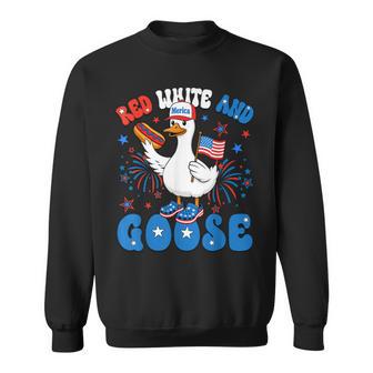 Goose 4Th Of July Patriotic Cute Red White And Goose Sweatshirt - Thegiftio UK