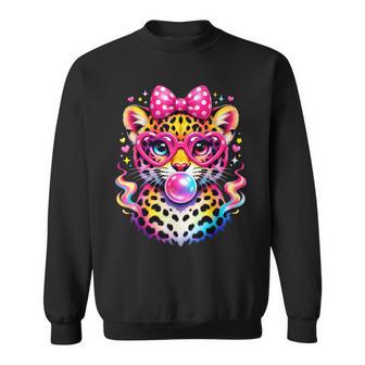 Leopard Glasses Blowing Bubble Gum Back To School Kids Sweatshirt - Monsterry