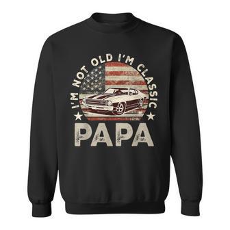 Old Car Classic American Us Flag Dad Papa Grandpa Sweatshirt - Thegiftio UK