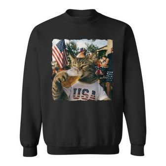 Patriotic Cat Drinking Beer 4Th Of July Meme Sweatshirt | Seseable UK