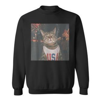 Patriotic Smoking Cat Vintage 4Th Of July Sweatshirt - Thegiftio UK