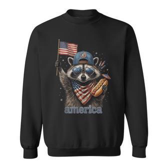 Raccoon Hot Dog American Flag 4Th Of July Sweatshirt - Thegiftio UK