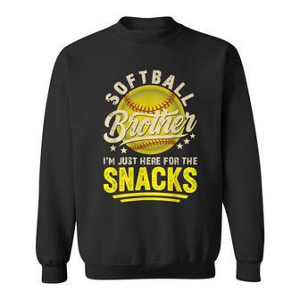 Retro Softball Brother I'm Just Here For The Snacks Sweatshirt - Thegiftio UK