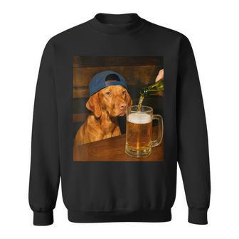 Vizsla Drinking Beer Dog Meme Humor Graphic Sweatshirt | Seseable UK