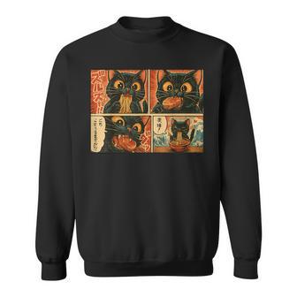 Gato De Manga Retro Con Ramen Divertido Diseño De Cómic Japonés Camisa de entrenamiento - Regaloses