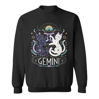 Gemini Zodiac Cats Lover Astrology Twin Cats Gemini Sweatshirt - Thegiftio UK