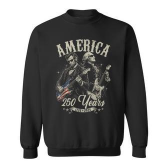 George Washington Lincoln Playing Guitar Abe Lincoln 250Th Sweatshirt | Mazezy
