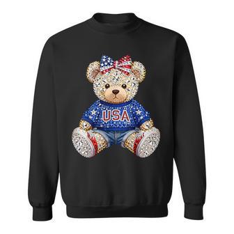 Girly 250 Years Of Freedom Teddy Bear Us Flag Anniversary Sweatshirt - Thegiftio UK