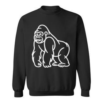 Gorilla ミニマリスト バッジ パッチライン アート 動物 スウェットシャツ - Kawaiitshirt