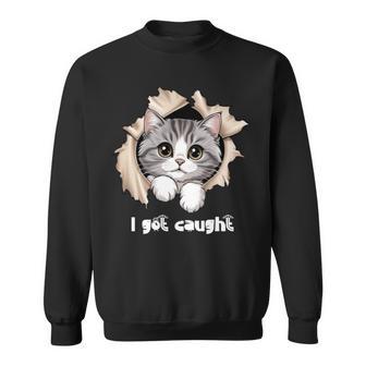 I Got Caught 子猫かわいい 長袖tシャツ スウェットシャツ - Kawaiitshirt