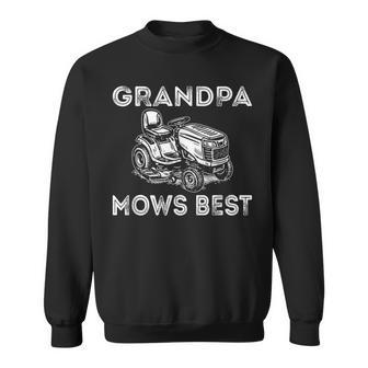 Grandpa Mows Best Vintage Lawn Mower Father's Day Sweatshirt - Thegiftio UK
