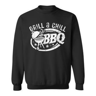 Grill And Chill おもしろbbqバーベキューシェフ 肉料理人 スウェットシャツ - Kawaiitshirt