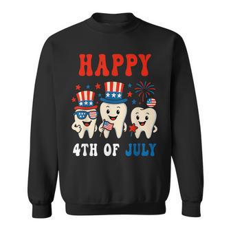 Happy 4Th Of July Dental Tooth American Flag Dentist Sweatshirt - Thegiftio UK
