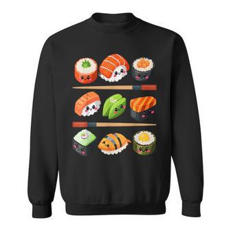 Happy Sushi Anime Kawaii Set Japanese Food Lover Otaku Manga Sweatshirt - Monsterry
