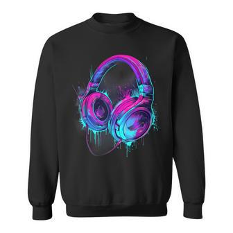 Headphones Music Dj Music Lover Music Headphones Edm Splash Sweatshirt - Thegiftio UK