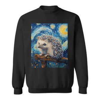 Hedgehog Van Gogh Style Starry Night Cute Graphic Sweatshirt - Thegiftio UK