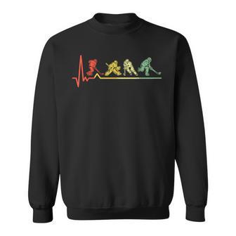 Herzschlag Eishockey Eishockeyspieler Retro Heartbeat Ekg Sweatshirt - Seseable