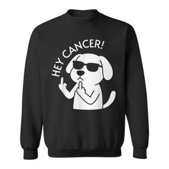 Hey Cancer Cool Dog With Sunglasses Middle Finger Sweatshirt - Thegiftio UK