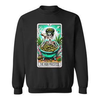 High Priestess Tarot Card 420 Cannabis Witchy Skeleton Weed Sweatshirt | Seseable UK
