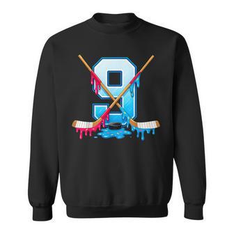 Hockey 9 Year Old Ice Cream Drip Youth 9Th Birthday Boys Sweatshirt - Thegiftio UK