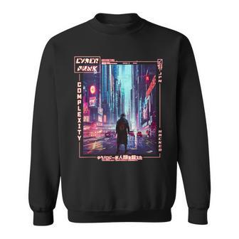 Hombre Caminando En Japonés Cyberpunk Retroaporwave Estética In Mangas Camisa de entrenamiento - Regaloses