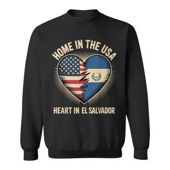Home In The Usa Heart In El Salvador American Salvadoran Sweatshirt - Thegiftio UK
