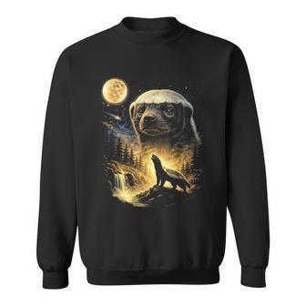 Honey Badger Howling To The Moon Meme 90S Honey Badger Sweatshirt - Thegiftio UK