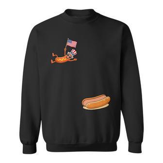Hotdog Freedom Dive Uncle Sam Hot Dog Jumping Into Bun Sweatshirt - Monsterry