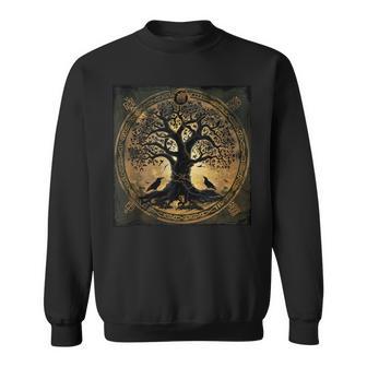 Hugin & Munin Con Diseño De Cuervos De Odinsikingo Árbol De Laida In Mangas Camisa de entrenamiento - Regaloses