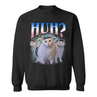 Huh Silly Cat Meme Oddly Bootleg Specific Dank Meme Sweatshirt - Monsterry