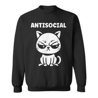 Humourimple Chat Mignon Grognon Drole Antisocial Sweater e - Cadeauxyz
