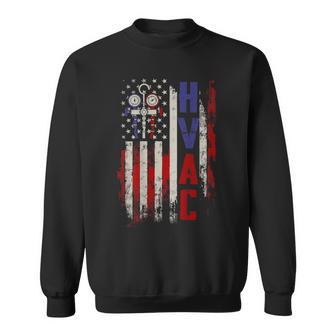 Hvac Techniacian Usa Flag Vintage Fathers Day On Back Sweatshirt - Thegiftio UK