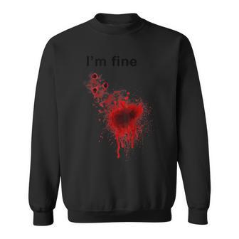 I'm Finearcastic ハロウィン 映画ホラー ゾンビ ファニー ブラッド スウェットシャツ - Kawaiitshirt