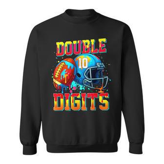 Ice Cream Drip Football Double Digits 10Th Birthday Boy Sweatshirt - Thegiftio UK