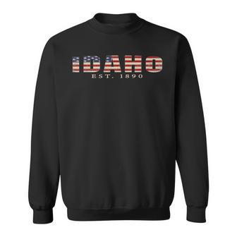 Idaho With US Flag Idaho Est 1890 Celebration Day Sweatshirt - Thegiftio UK