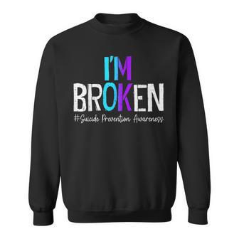 I'm Broken Teal & Purple Ribbon Suicide Prevention Awareness Sweatshirt - Thegiftio UK