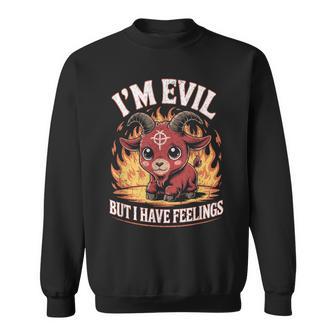 I’M Evil But I Have Feelings Cute Demon Goat Sweatshirt - Thegiftio UK