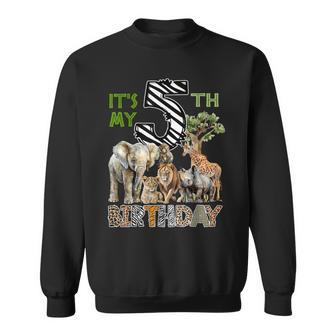 It’S My 5Th Birthday Boy Safari Jungle Theme 5 Years Old Zoo Sweatshirt - Thegiftio UK