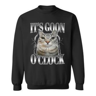 It's Goon O'clock Silly Staring Cat Gen-Z Meme Humor Sweatshirt - Thegiftio UK