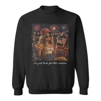 Just Here For The Wieners Doll Face 4Th Of July Sweatshirt - Thegiftio UK