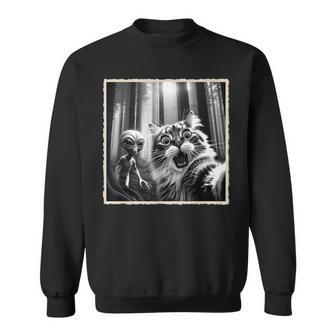 Katzen-Selfie Mit Alien Außerirdischem Ufo & Lustiger Katze Sweatshirt - Seseable