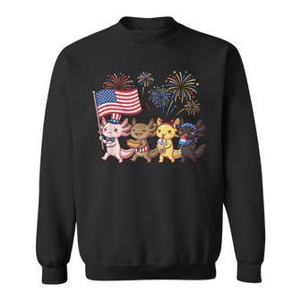 Kawaii Patriotic Axolotls Celebrating 4Th Of July Fireworks Sweatshirt - Thegiftio UK
