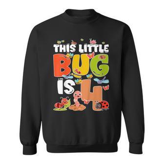 Kids 4Th Bug Birthday Four Year Old Bugs Birthday Insects Sweatshirt - Thegiftio UK